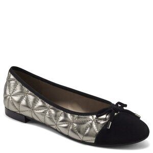 Aerosoles Celia  Flats Black quilted  pewter 7W wide new